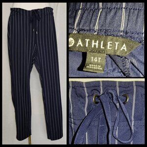 Athleta pinstripe pants | elastic waist with drawstring | Has pockets